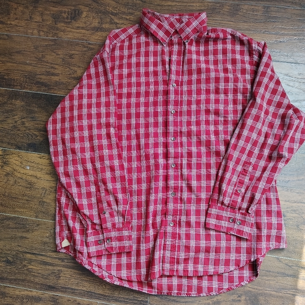 George Red and White Plaid Men's Shirt 2XL